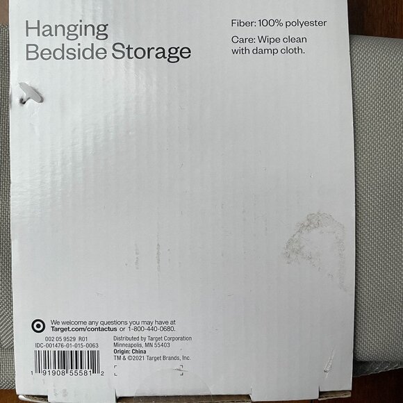 NEW Room Essentials Light Gray Bedside Hanging Organizer Storage - Picture 4 of 4